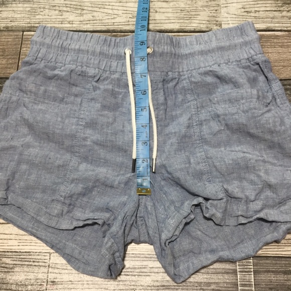 Athleta Cabo Linen 4 Inch Shorts Women’s 2 Blue Drawstring Casual - Picture 2 of 8